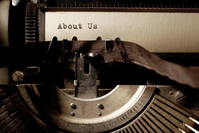 About Us Page Image of a typewriter with the wording "About Us" typed on paper. Image Credit: The UK Website Designers Group. Copyright 2026